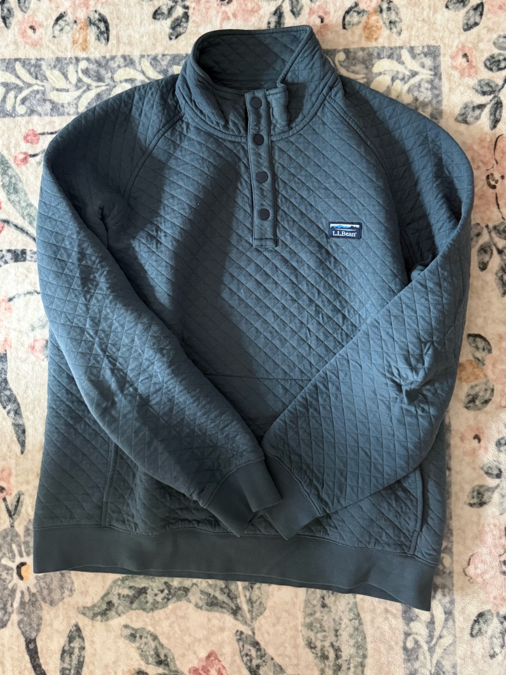 L.L.Bean Quilted Crewneck Pullover in Slate Blue
